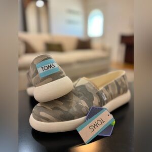 TOMS Womens Alpargata Camo Mallow Slip On Sneakers Shoes Casual - Green